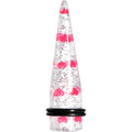 BodyCandy Clear Acrylic Glitter Pink Heart Confetti Taper 8G to 16mm — size reference