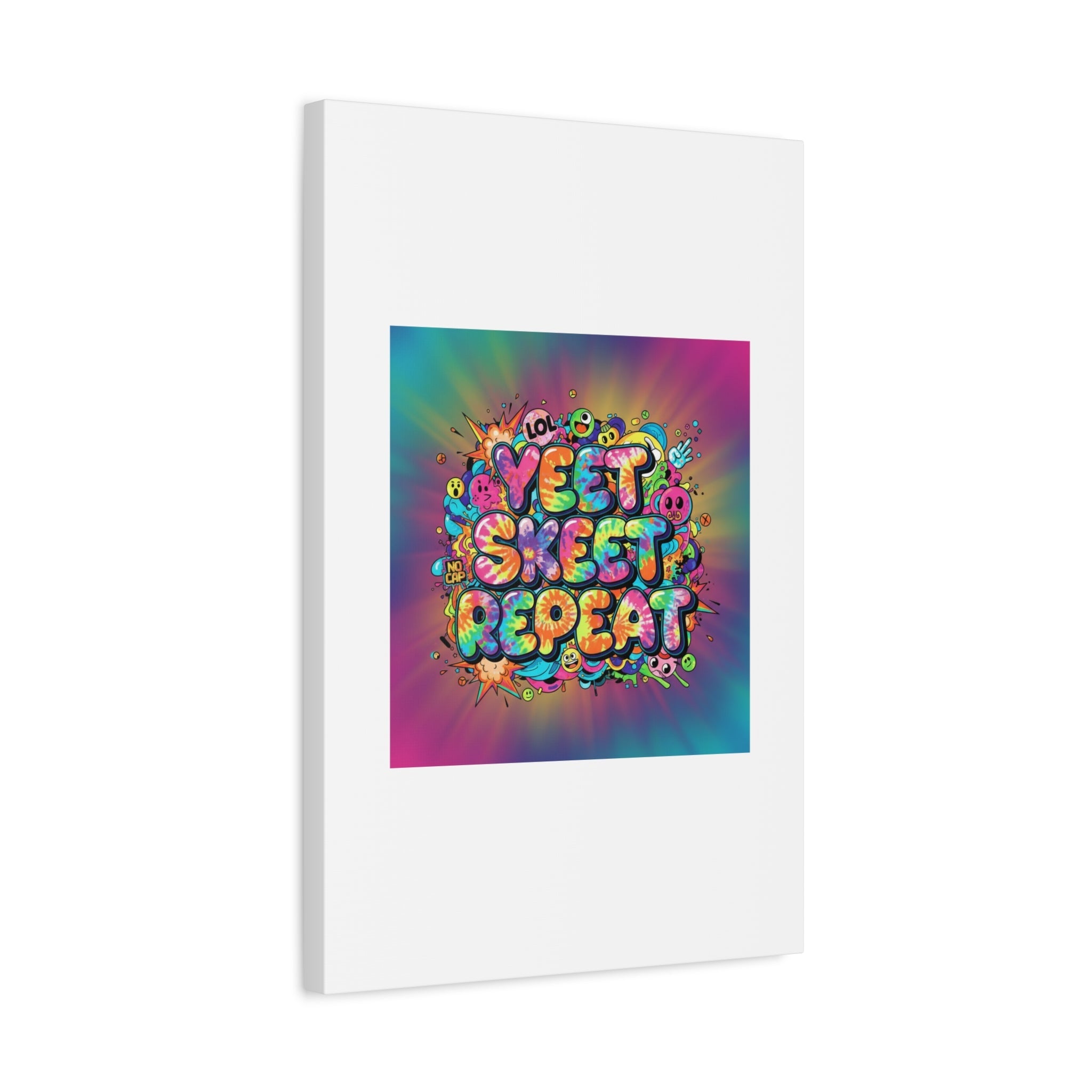 Yeet Skeet Repeat Canvas | Slogan & Glitch Graphic, Meme Phrase Wall Art