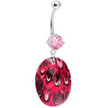 BodyCandy Prong Set Pink Gem Paradise Feather Oval Dangle Belly Ring — main product shot