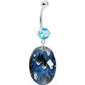 BodyCandy Prong Set Blue Gem Paradise Feather Oval Dangle Belly Ring — main product shot