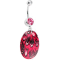 BodyCandy Pink Gem Paradise Feather Oval Dangle Belly Ring — main product shot