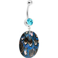BodyCandy Blue Gem Paradise Feather Oval Dangle Belly Ring — main product shot