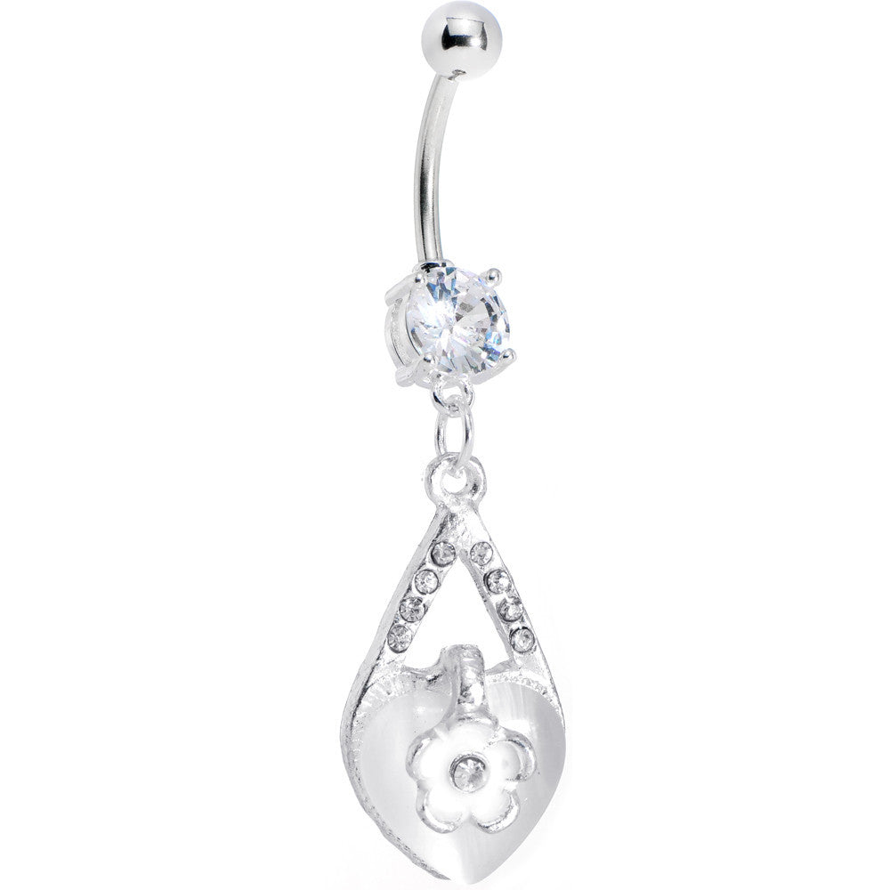 BodyCandy Clear Gem Heart Flower Belly Ring — main product shot