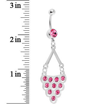 BodyCandy Pink Gem Lavish Lace Cascade Dangle Belly Ring — detail close-up