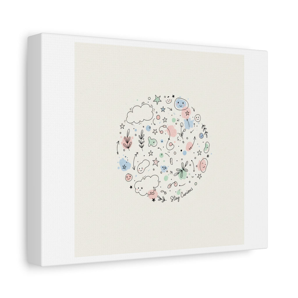 Doodle Circle Line Drawing Matte Canvas, Hand-Drawn Sketch Art