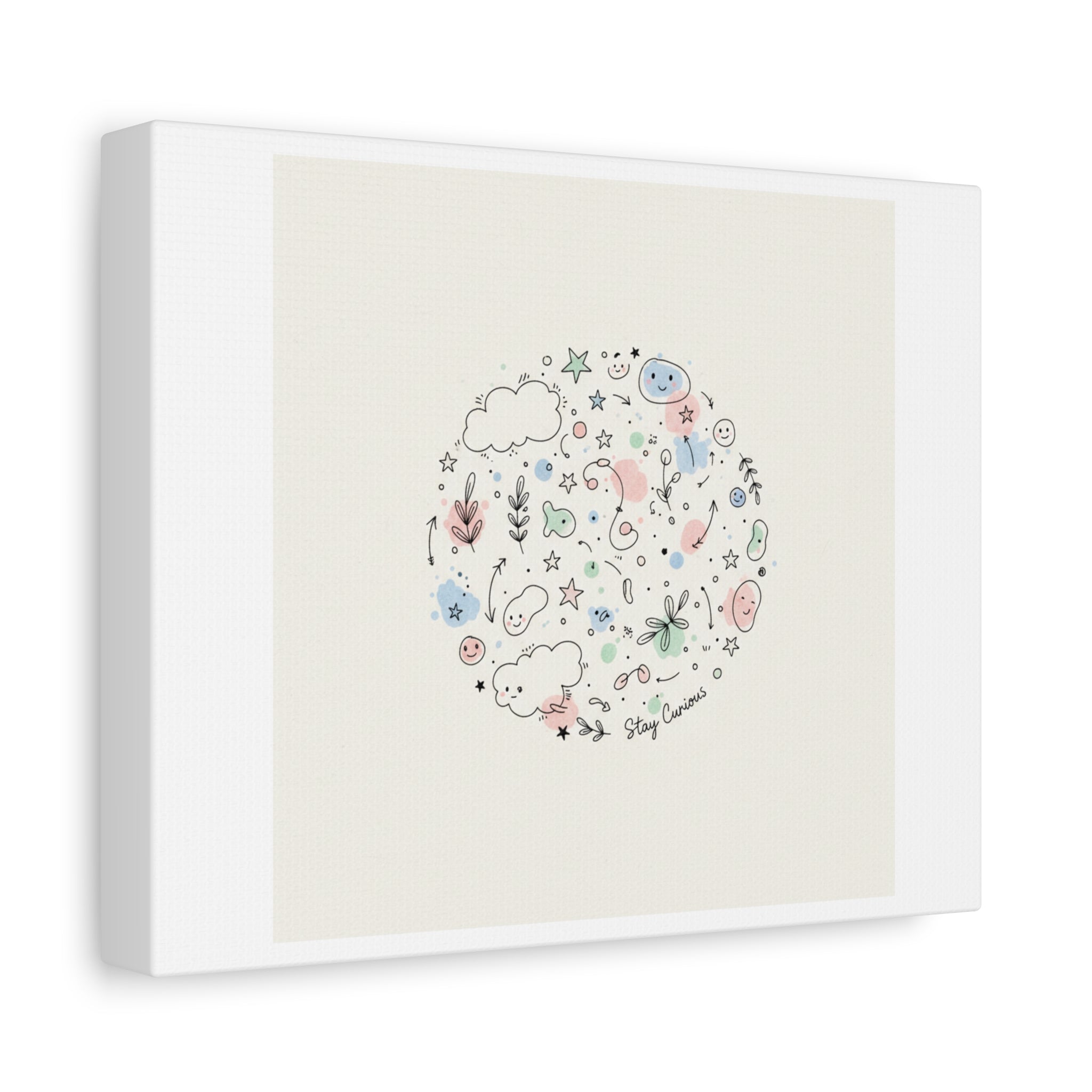 Doodle Circle Line Drawing Matte Canvas, Hand-Drawn Sketch Art