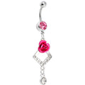 BodyCandy Passion Pink Gem Rose Flower Drops Belly Ring — main product shot