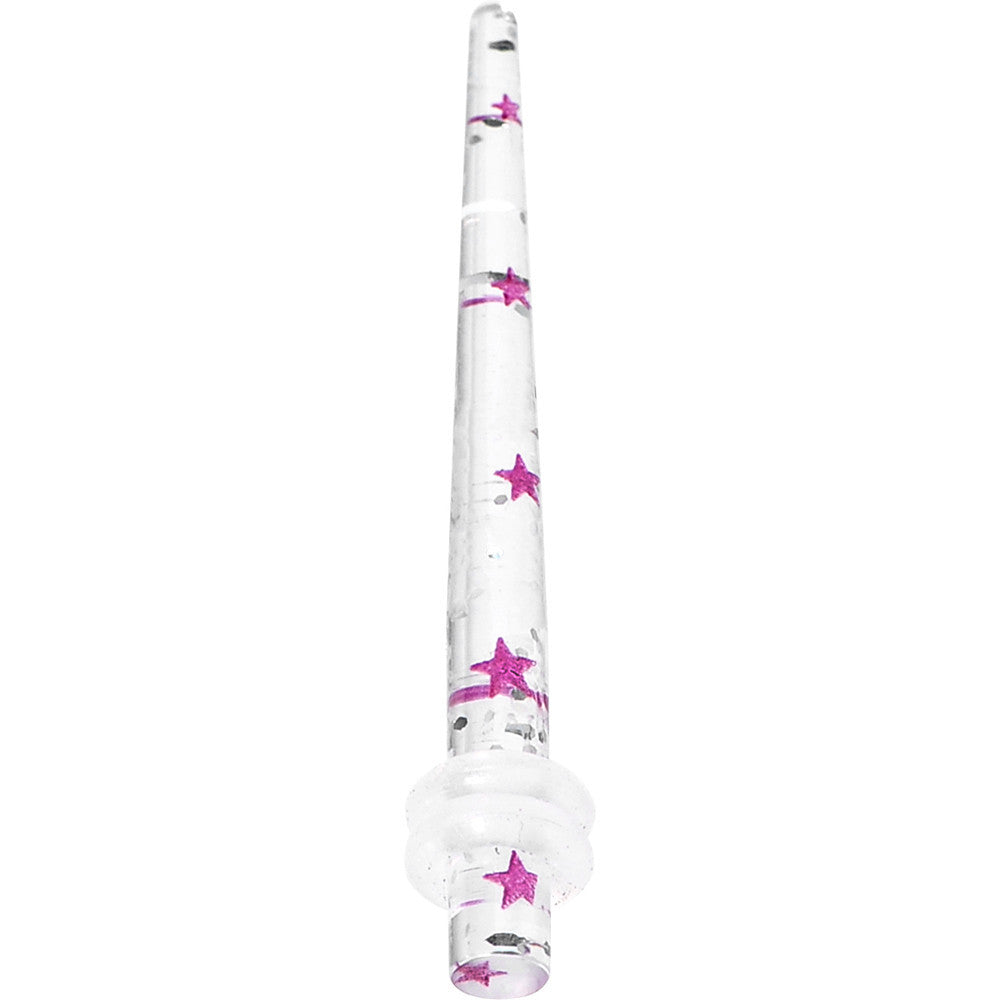 BodyCandy 8G Clear Acrylic Glitter Purple Star Confetti Taper — main product shot