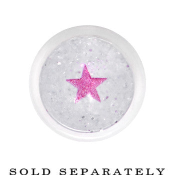BodyCandy 8G Clear Acrylic Glitter Purple Star Confetti Taper — detail close-up