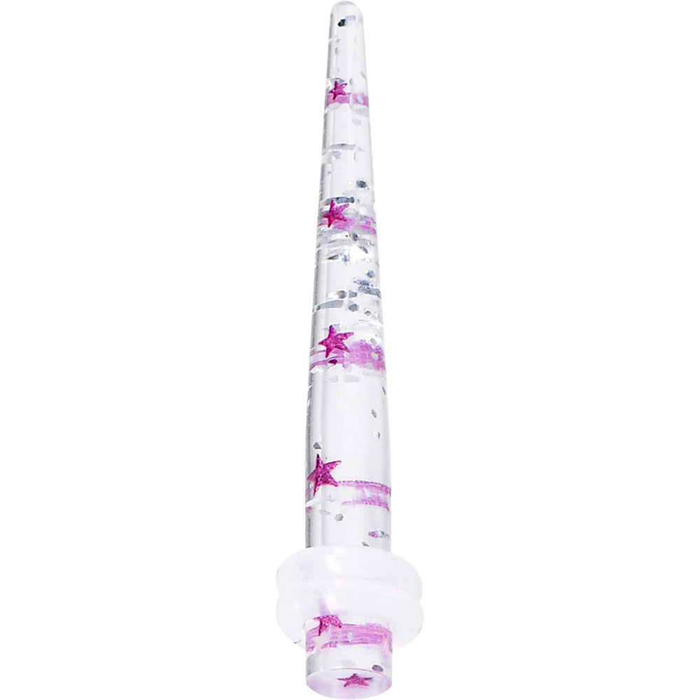 BodyCandy 6G Clear Acrylic Glitter Purple Star Confetti Taper — main product shot
