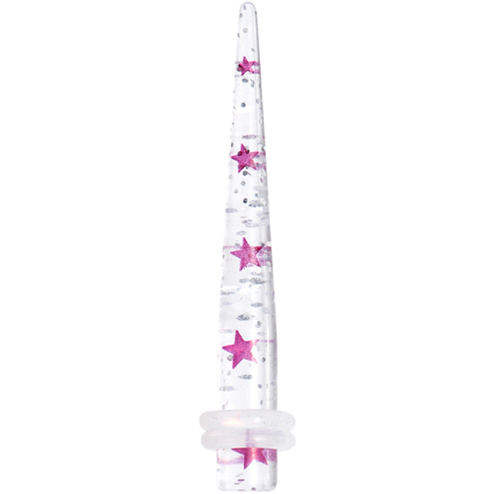 BodyCandy 4G Clear Acrylic Glitter Purple Star Confetti Taper — main product shot