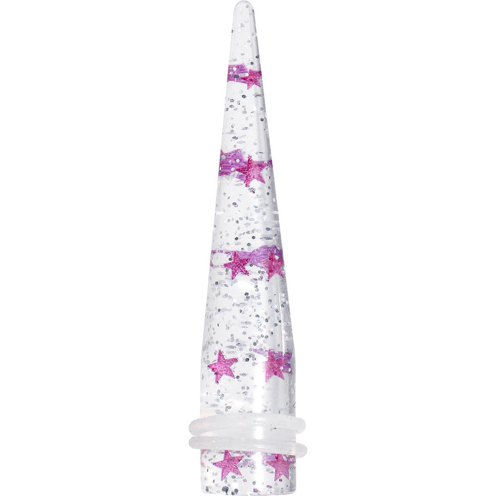 BodyCandy 1/2 Clear Acrylic Glitter Purple Star Confetti Taper — main product shot