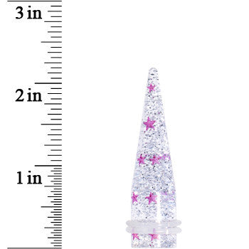 BodyCandy 9/16 Clear Acrylic Glitter Purple Star Confetti Taper — lifestyle context