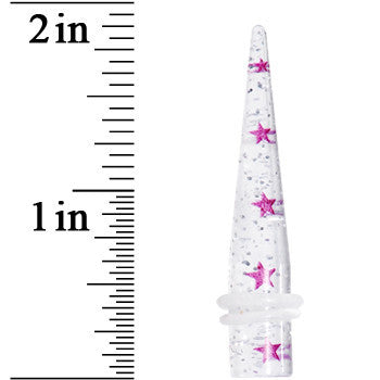 BodyCandy 0G Clear Acrylic Glitter Purple Star Confetti Taper — lifestyle context