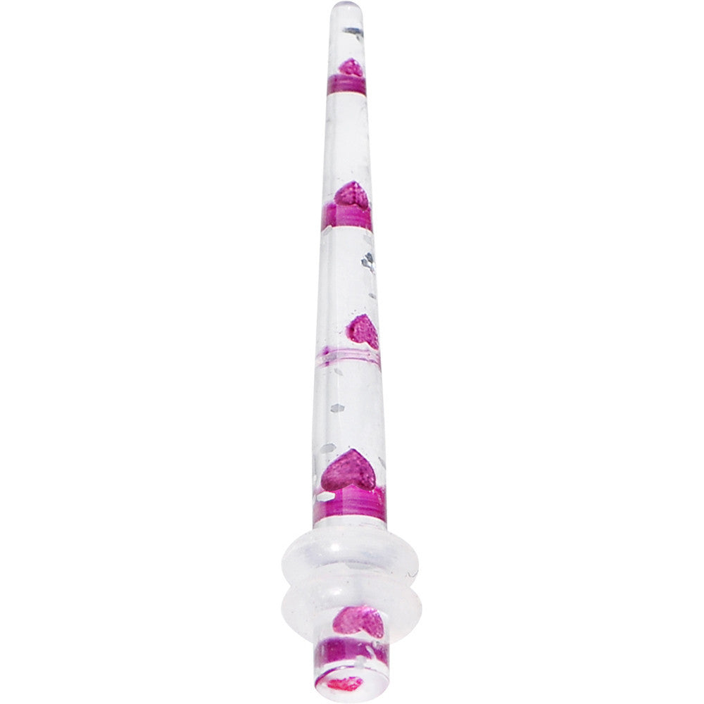BodyCandy 8G Clear Acrylic Glitter Purple Heart Confetti Taper — main product shot