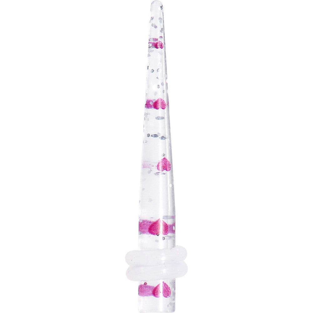 BodyCandy 6G Clear Acrylic Glitter Purple Heart Confetti Taper — main product shot