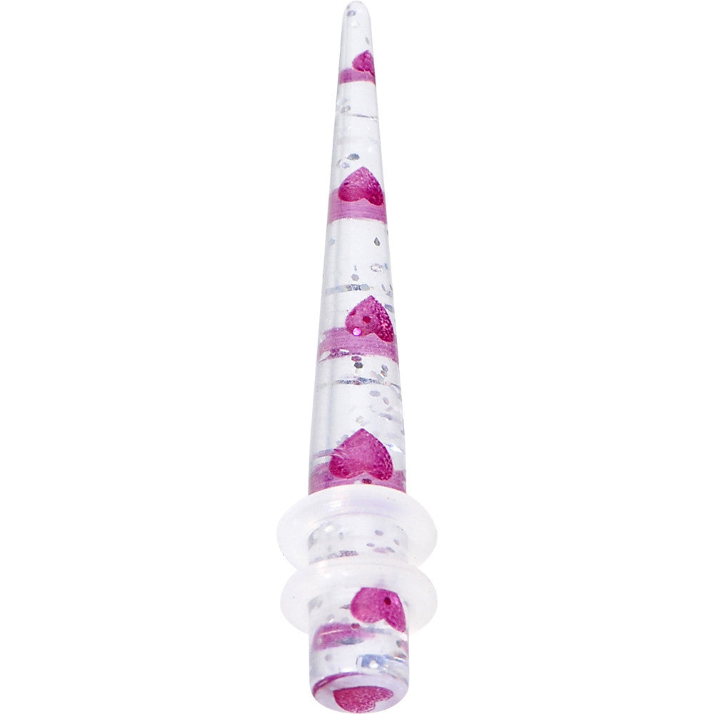 BodyCandy 4G Clear Acrylic Glitter Purple Heart Confetti Taper — main product shot