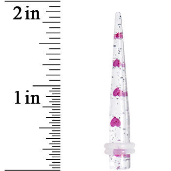 BodyCandy 2G Clear Acrylic Glitter Purple Heart Confetti Taper — lifestyle context