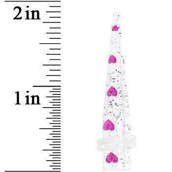 BodyCandy 0G Clear Acrylic Glitter Purple Heart Confetti Taper — lifestyle context