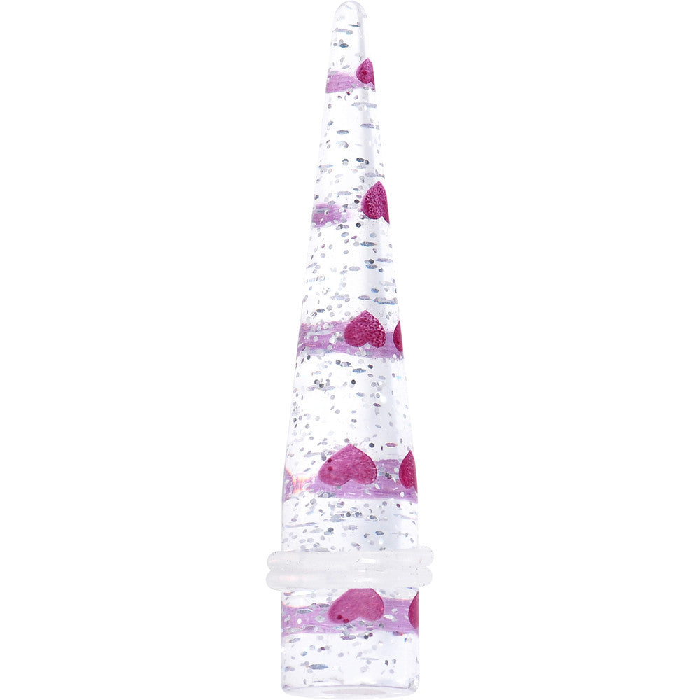 BodyCandy 1/2 Clear Acrylic Glitter Purple Heart Confetti Taper — main product shot