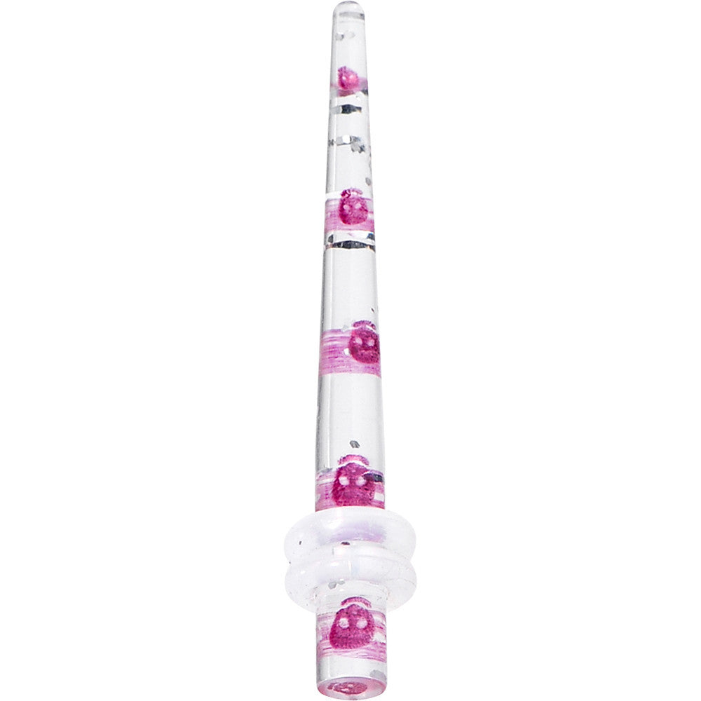 BodyCandy 8G Clear Acrylic Glitter Purple Skull Confetti Taper — main product shot