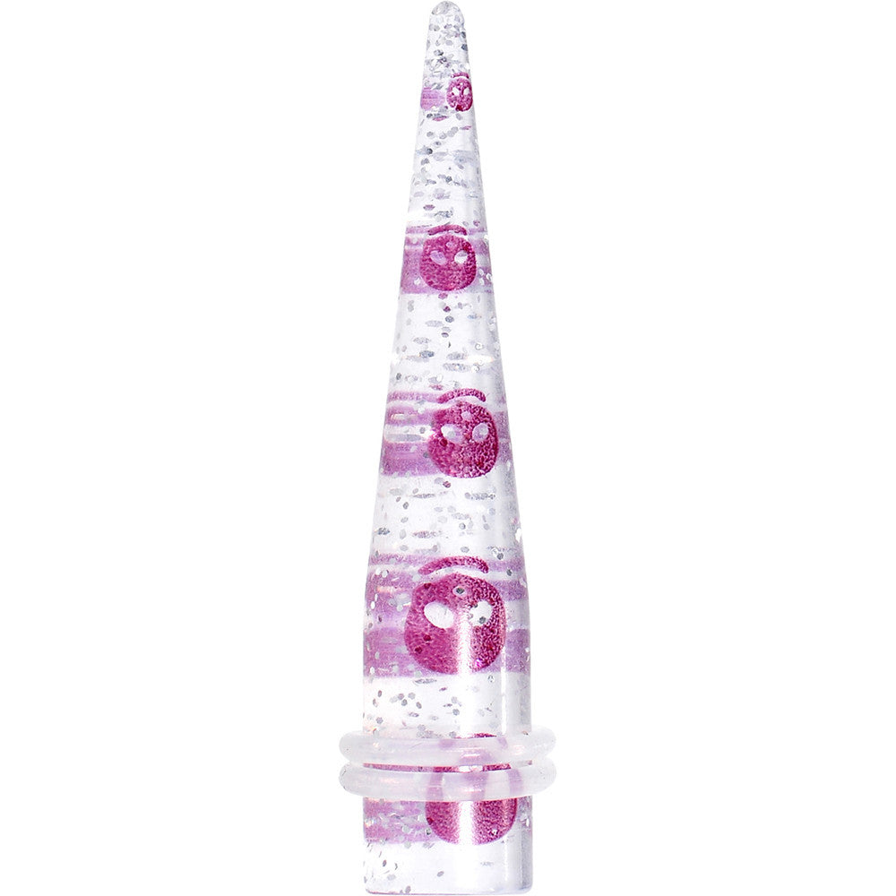 BodyCandy 00G Clear Acrylic Glitter Purple Skull Confetti Taper — main product shot