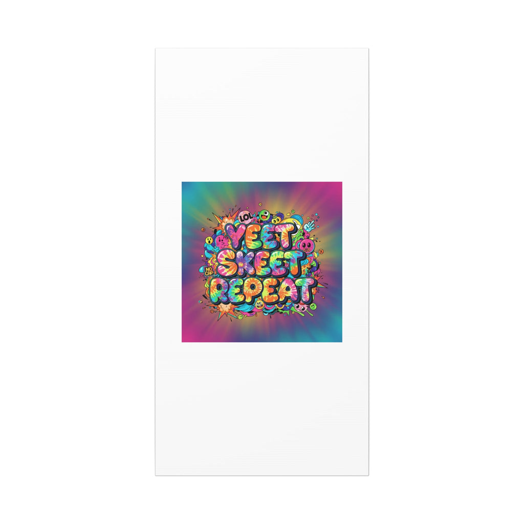 Yeet Skeet Repeat Canvas | Slogan & Glitch Graphic, Meme Phrase Wall Art