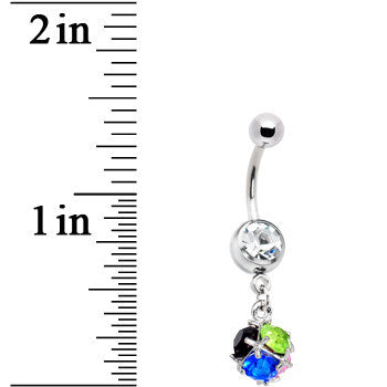 BodyCandy Clear Gem Multi Stone Twig Sphere Belly Ring — detail close-up