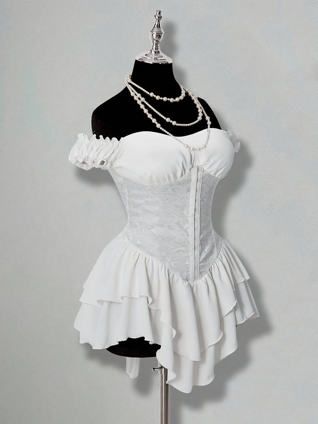 MyClosetAid One-Shoulder Dress with a Fitted Waist And Back Tie, Features Puff Sleeves And a Stylish, Elegant Cake Skirt — co