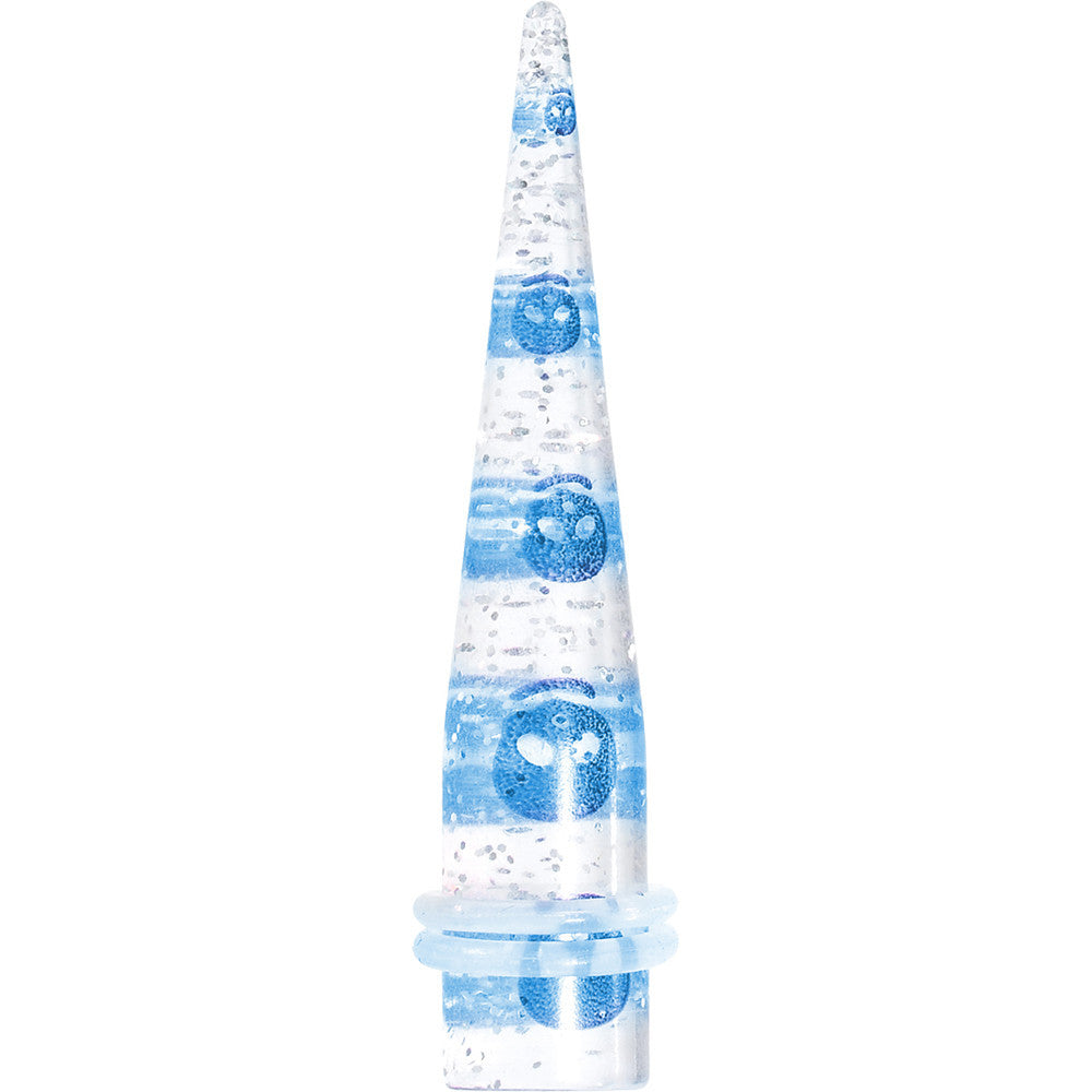 BodyCandy 0G Clear Acrylic Glitter Blue Skull Confetti Taper — main product shot