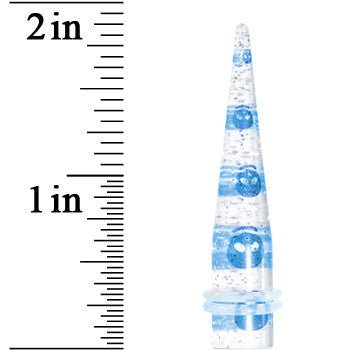 BodyCandy 0G Clear Acrylic Glitter Blue Skull Confetti Taper — lifestyle context