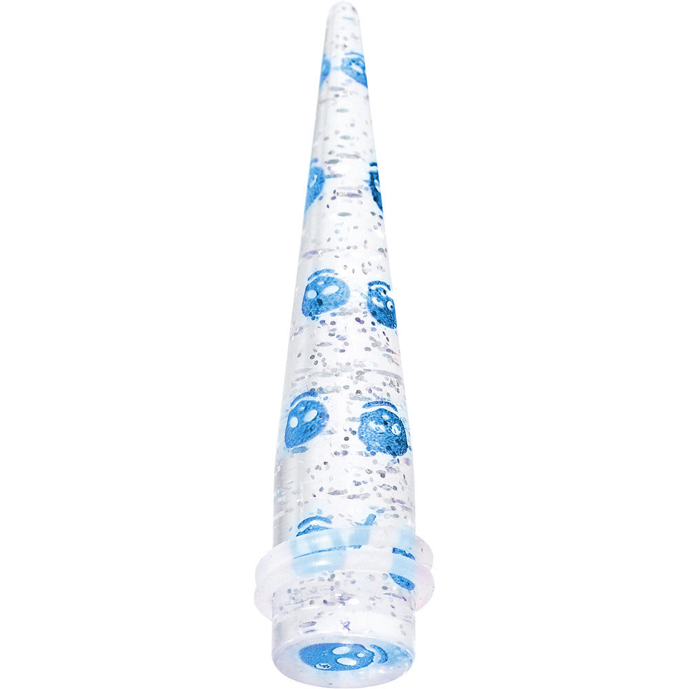 BodyCandy 00G Clear Acrylic Glitter Blue Skull Confetti Taper — main product shot