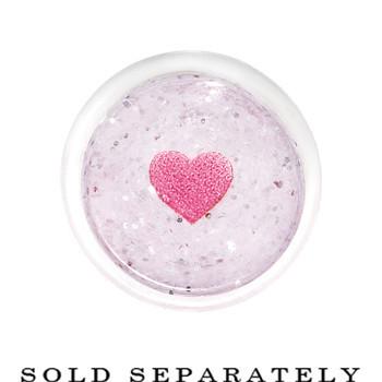 BodyCandy Clear Acrylic Glitter Pink Heart Confetti Taper 8G to 16mm — detail close-up