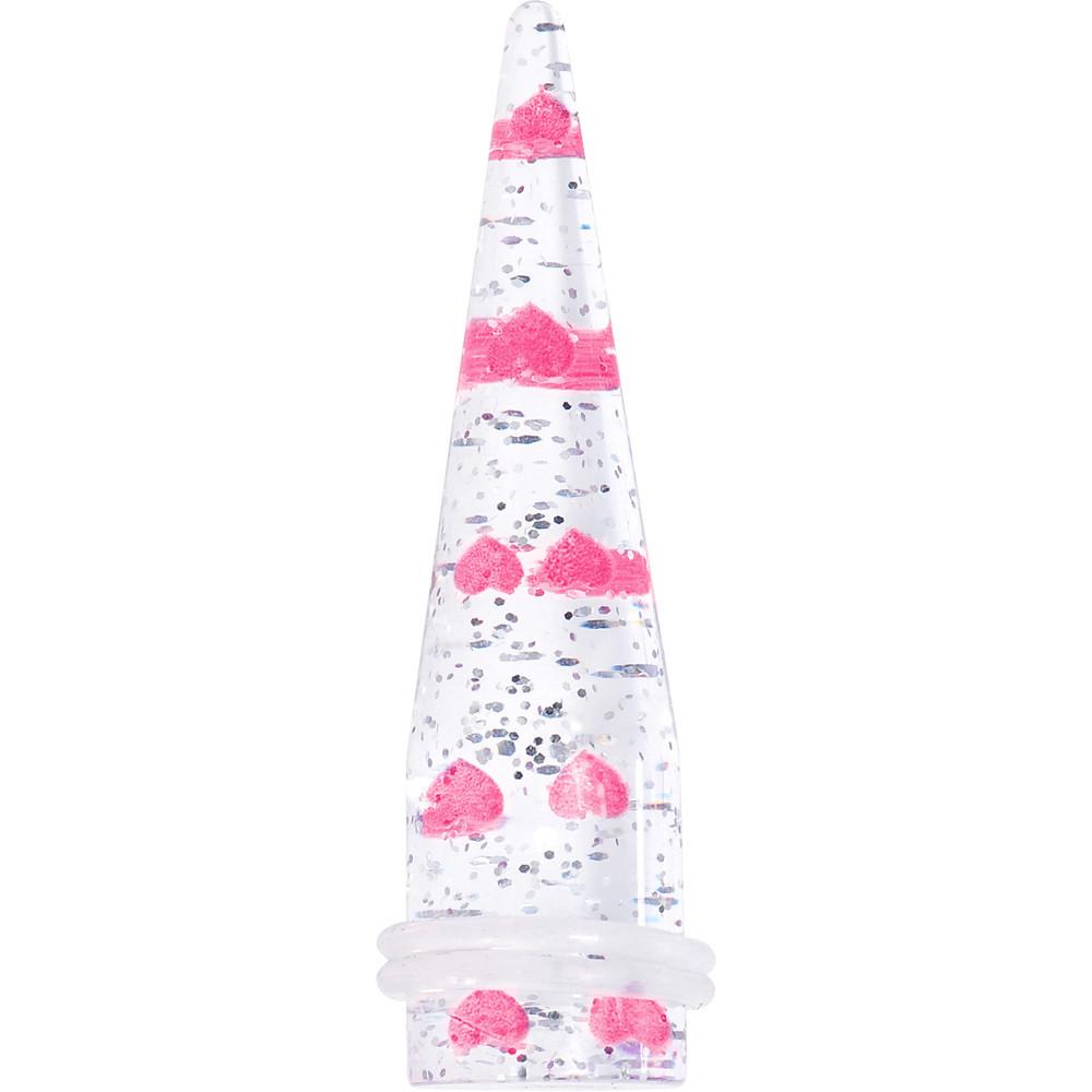 BodyCandy Clear Acrylic Glitter Pink Heart Confetti Taper 8G to 16mm — packaging
