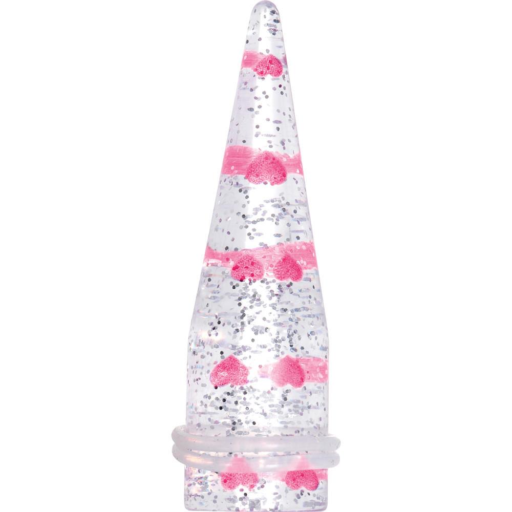 BodyCandy Clear Acrylic Glitter Pink Heart Confetti Taper 8G to 16mm — comparison shot