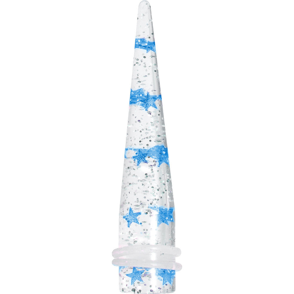 BodyCandy 1/2 Clear Acrylic Glitter Blue Star Confetti Taper — main product shot