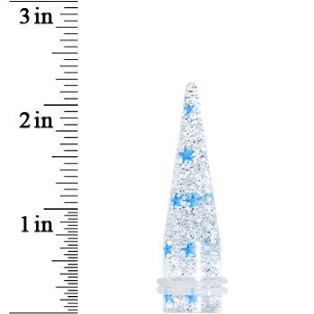 BodyCandy 9/16 Clear Acrylic Glitter Blue Star Confetti Taper — lifestyle context