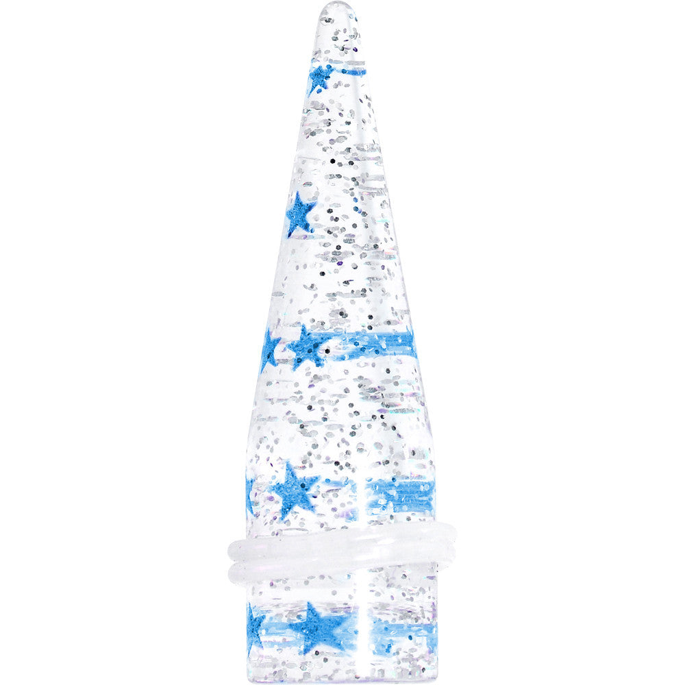 BodyCandy 5/8 Clear Acrylic Glitter Blue Star Confetti Taper — main product shot