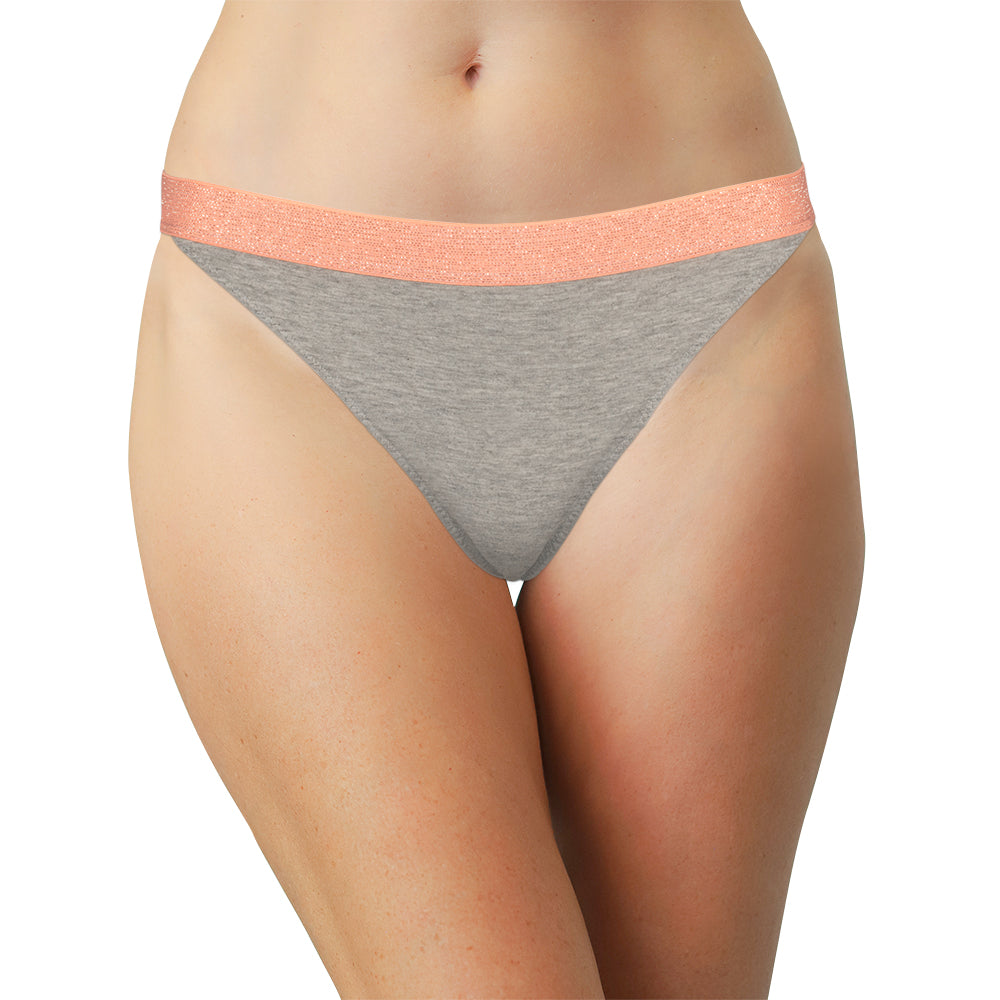 Love Libby Panties High Waist Cotton Thong with Shimmer Elastic — lifestyle context