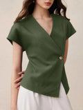Wrap-Front One Button Shirt
