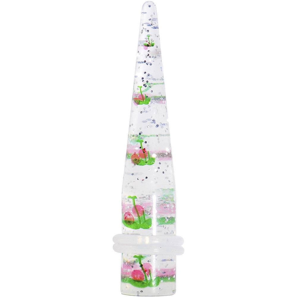 BodyCandy 00G Clear Acrylic Glitter Pink Cherry Confetti Taper — main product shot
