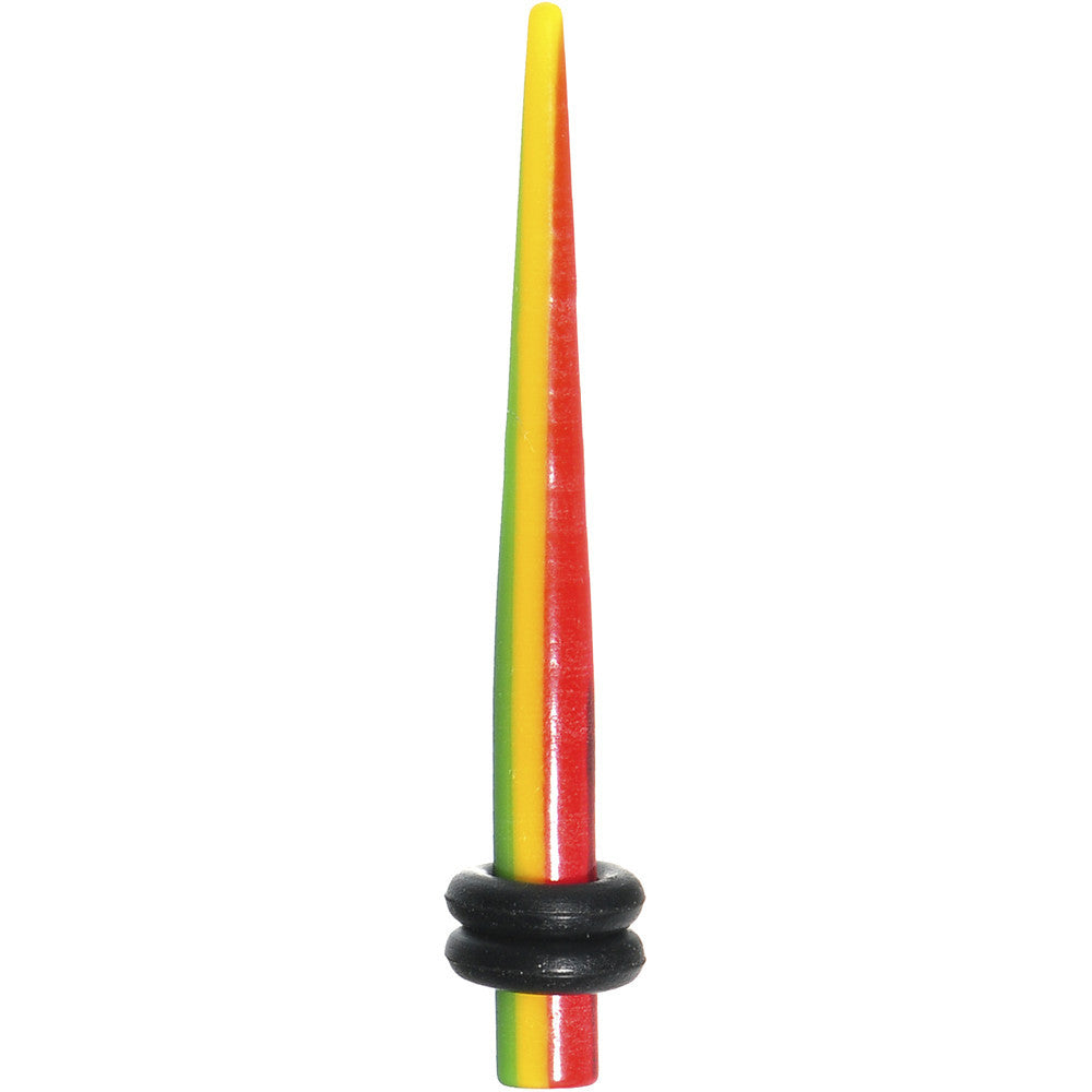 BodyCandy 8G Acrylic Rasta Stripes Straight Taper — main product shot