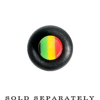 BodyCandy 8G Acrylic Rasta Stripes Straight Taper — detail close-up