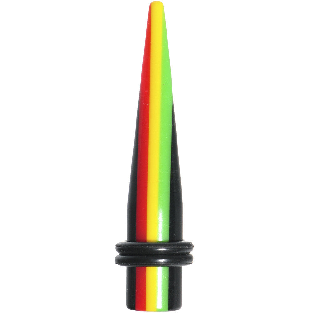 BodyCandy 0G Acrylic Rasta Stripes Straight Taper — main product shot