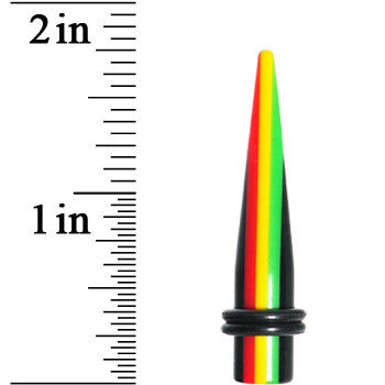 BodyCandy 0G Acrylic Rasta Stripes Straight Taper — lifestyle context