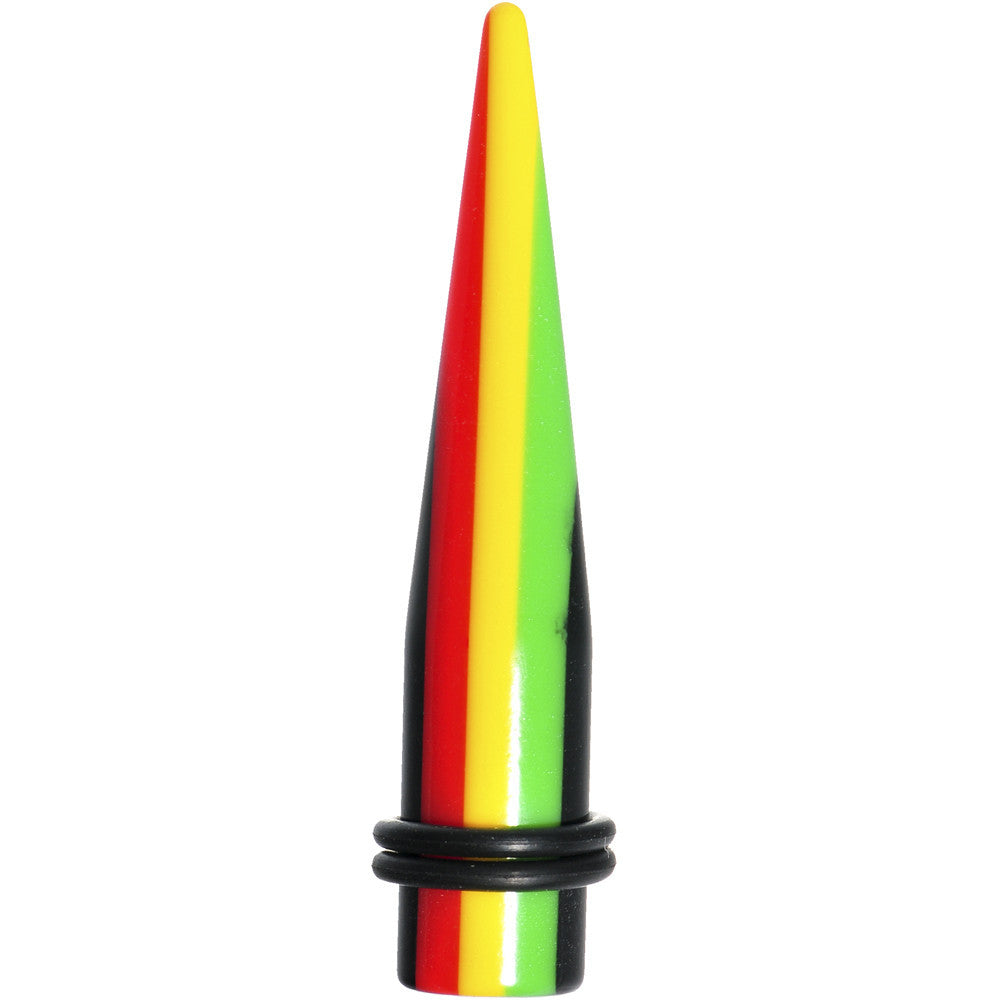 BodyCandy 00G Acrylic Rasta Stripes Straight Taper — main product shot