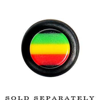 BodyCandy 00G Acrylic Rasta Stripes Straight Taper — detail close-up