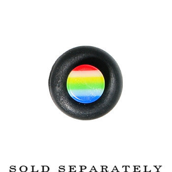 BodyCandy 8G Acrylic Retro Rainbow Straight Taper — detail close-up