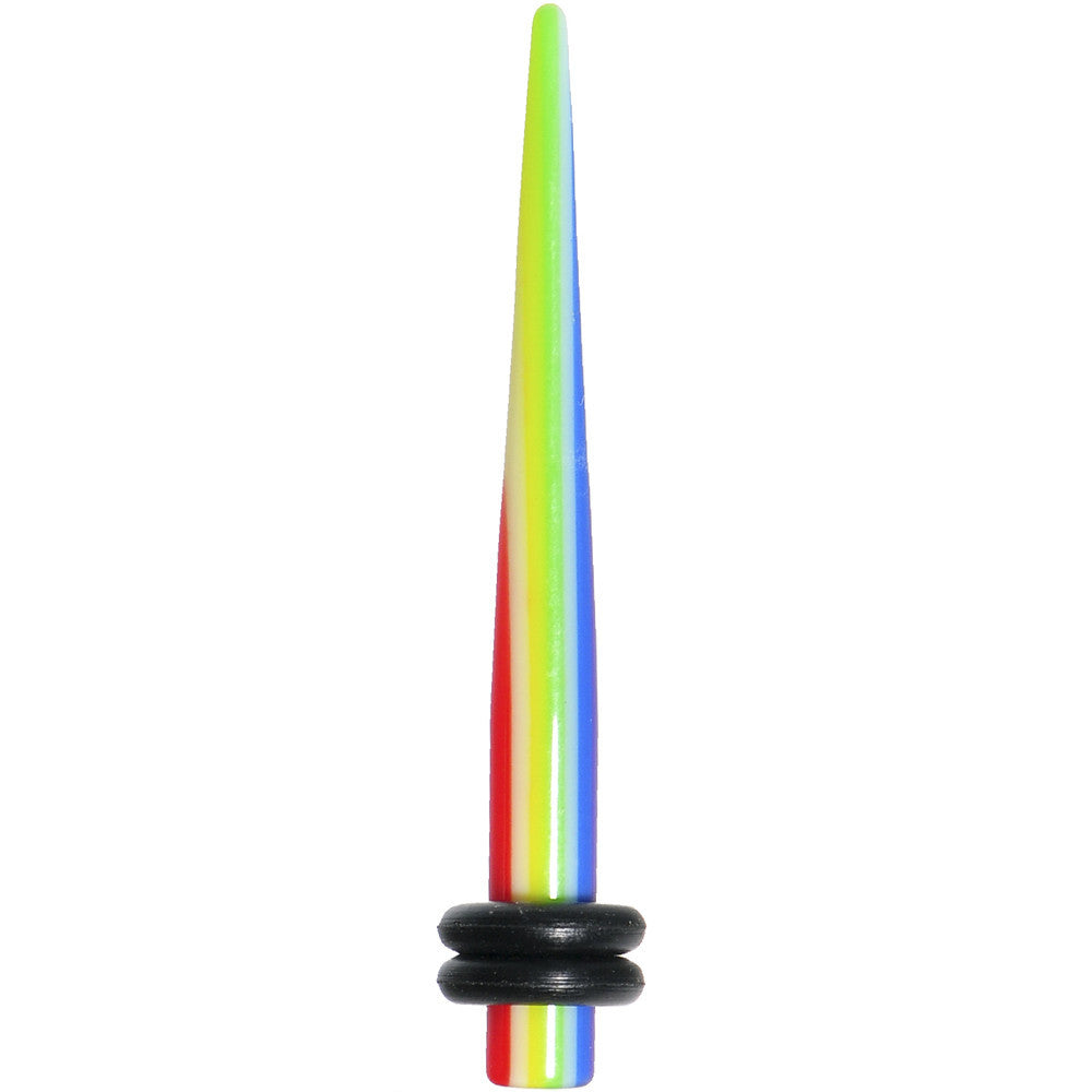 BodyCandy 6G Acrylic Retro Rainbow Straight Taper — main product shot