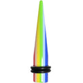 BodyCandy 0G Acrylic Retro Rainbow Straight Taper — main product shot